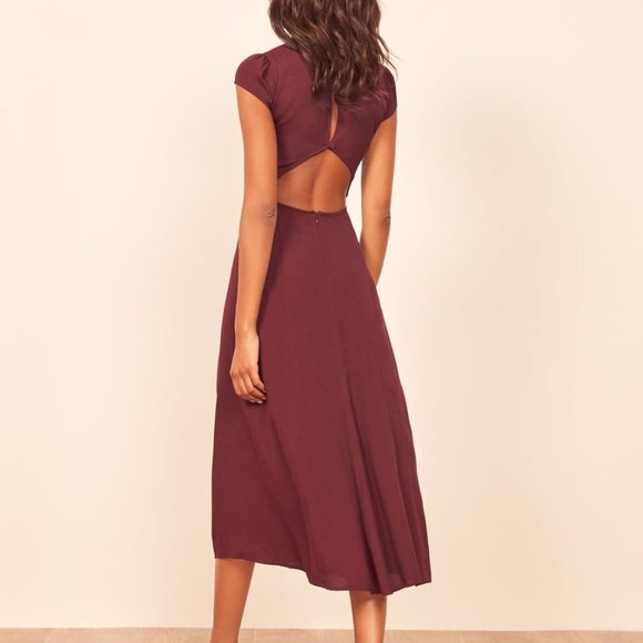 NWOT Reformation Gavin Dress plum - Picture 2 of 4